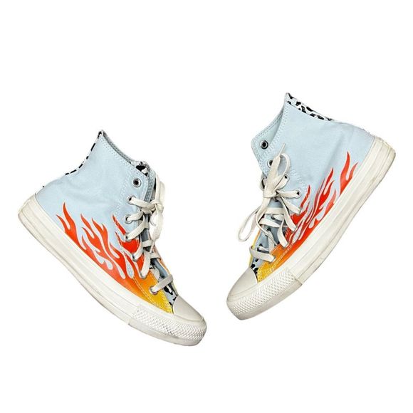 Converse High-Top Sneakers with Flame Design - Picture 1 of 6